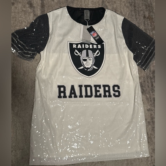 Women’s NFL Las Vegas Raiders Gameday Couture Bling Full Sequin Jersey Dress - Picture 1 of 8